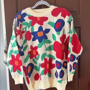 Sunday Colorful Floral Sweater - Red, Blue, Green